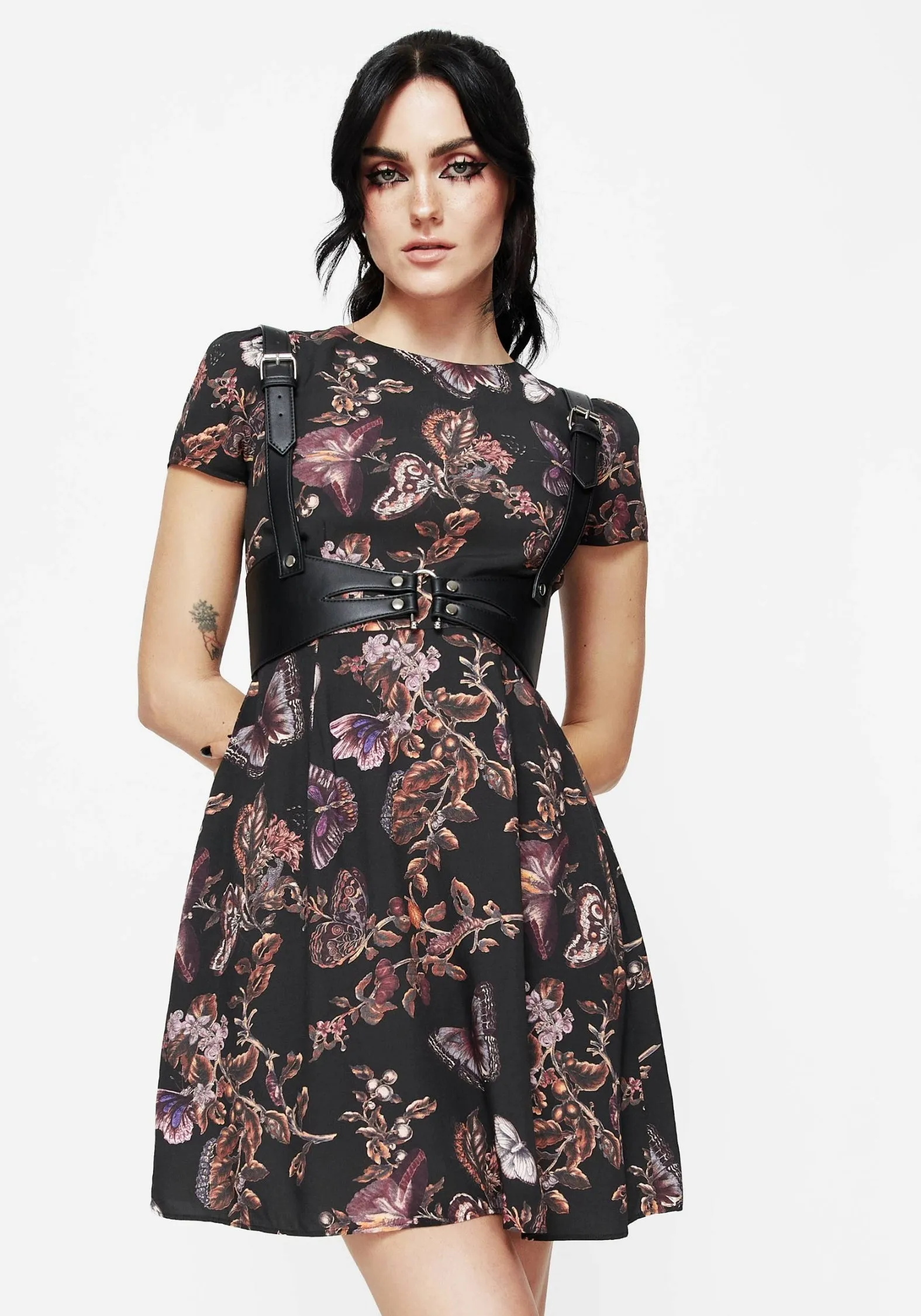 Eloise Floral Butterfly Print Mini Dress sold by Disturbia