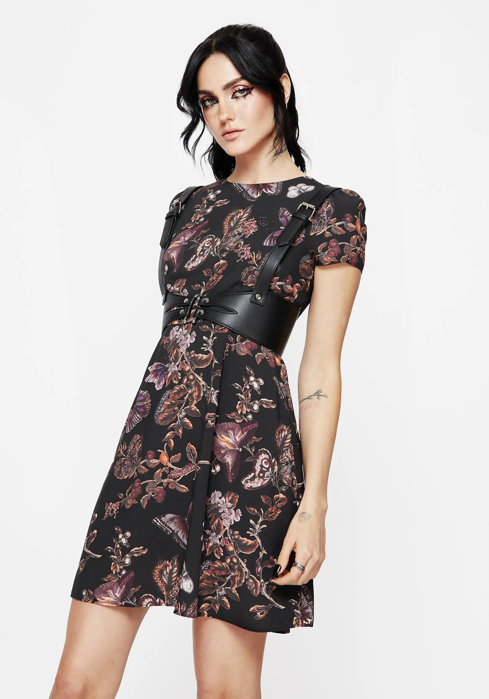 Eloise Floral Butterfly Print Mini Dress sold by Disturbia product image thumbnail 5