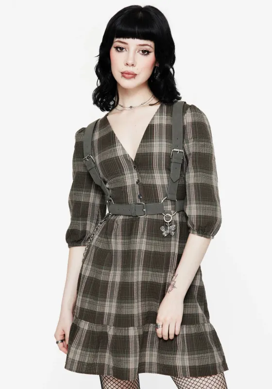 Clara Cotton Check Tiered Mini Smock Dress sold by Disturbia