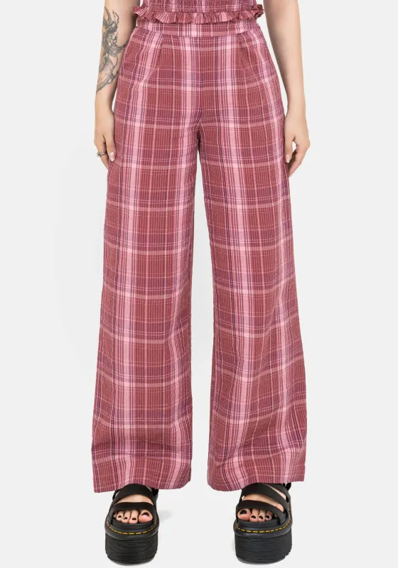 Zorina Cotton Check Wide Leg Trousers sold by Disturbia