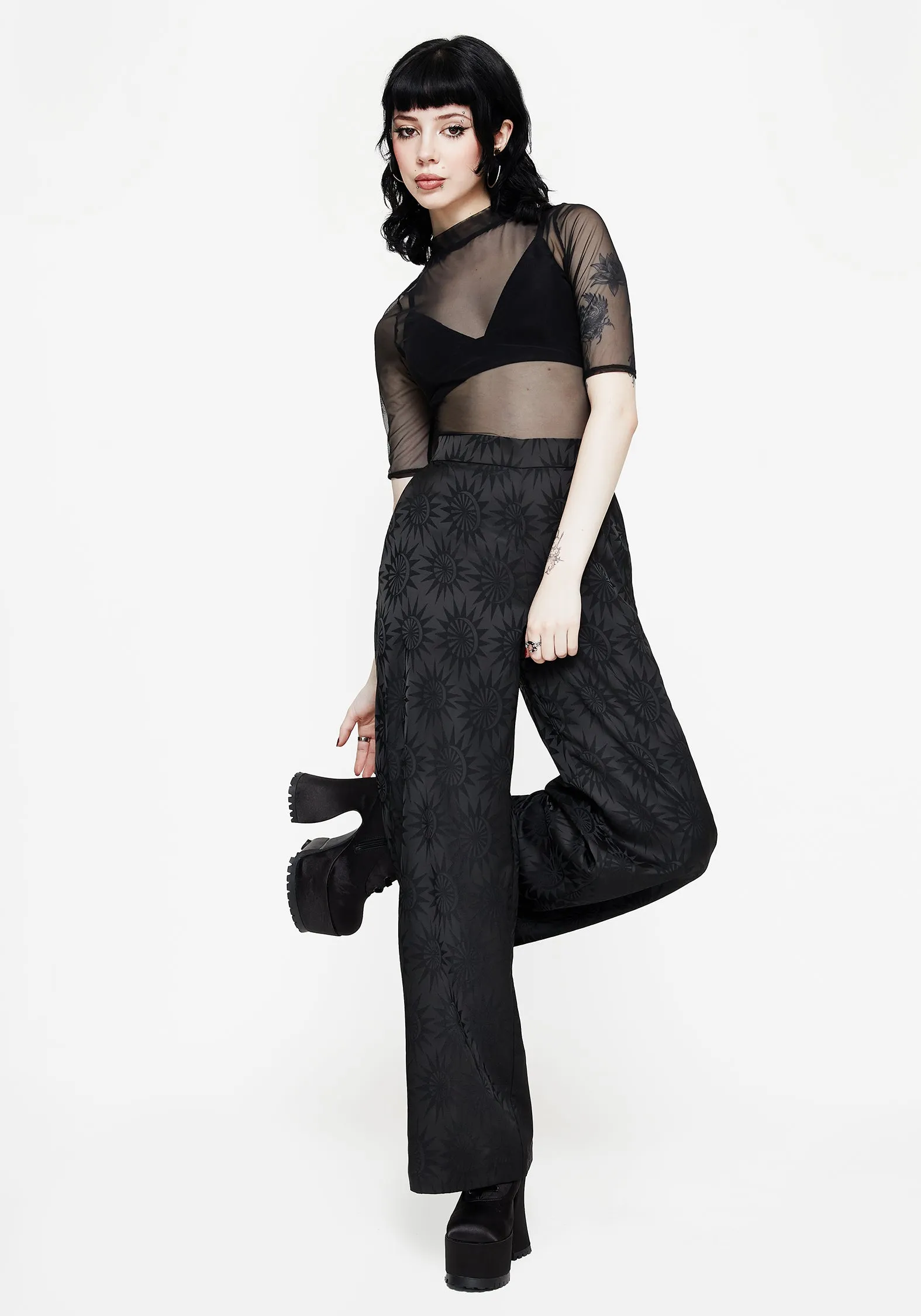 Semine Celestial Printed Wide Leg Trousers sold by Disturbia product image thumbnail 4
