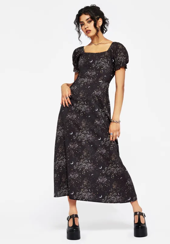 Peaseblossom Celestial Back Cut Out Midi Dress sold by Disturbia