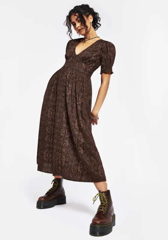 Fianna Midi Dress - Brown sold by Disturbia