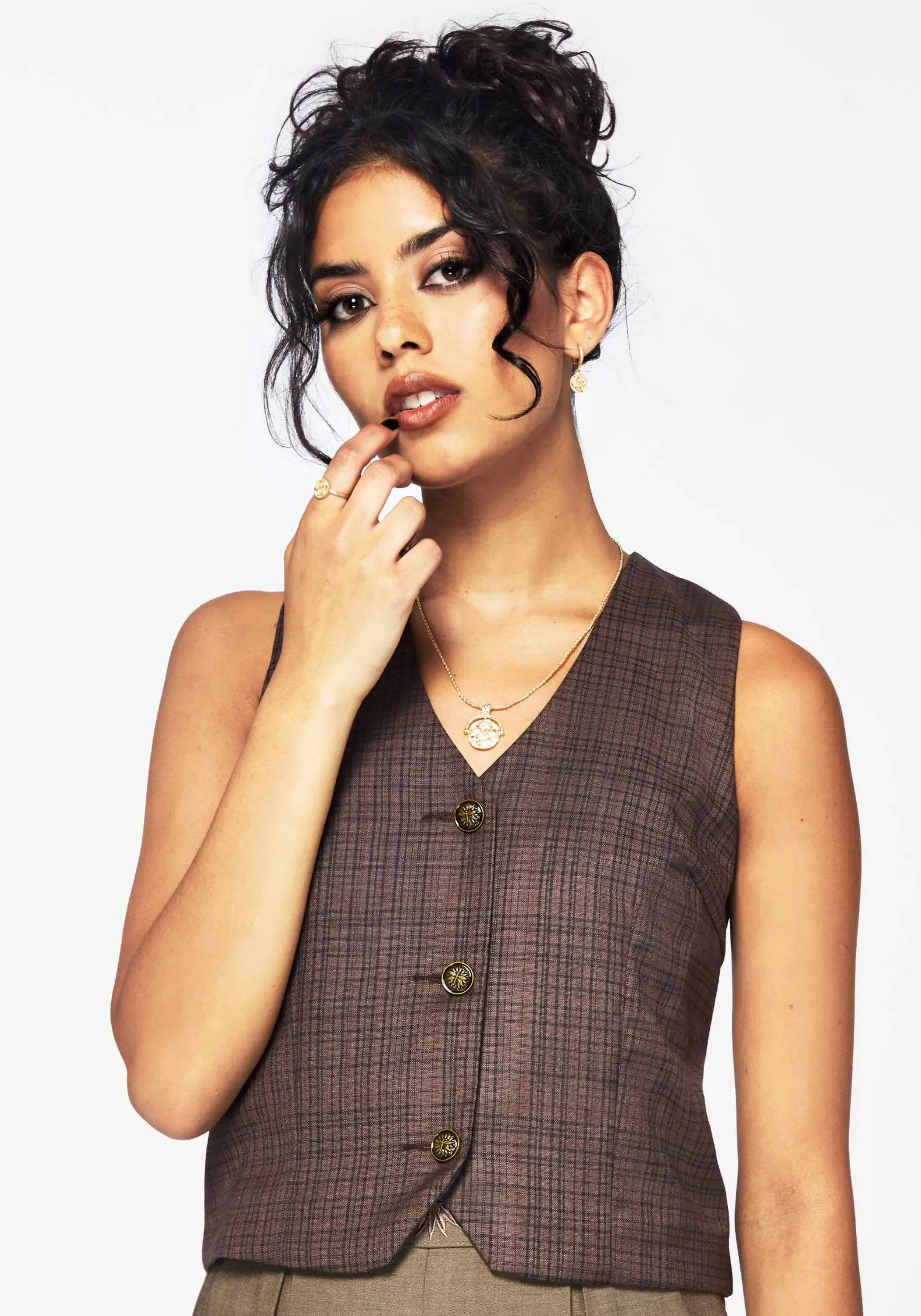 Corbin Check Tailored Waistcoat sold by Disturbia