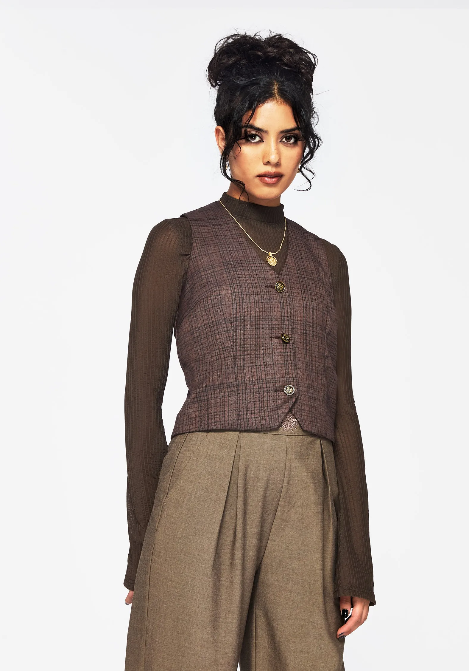 Corbin Check Tailored Waistcoat sold by Disturbia product image thumbnail 5