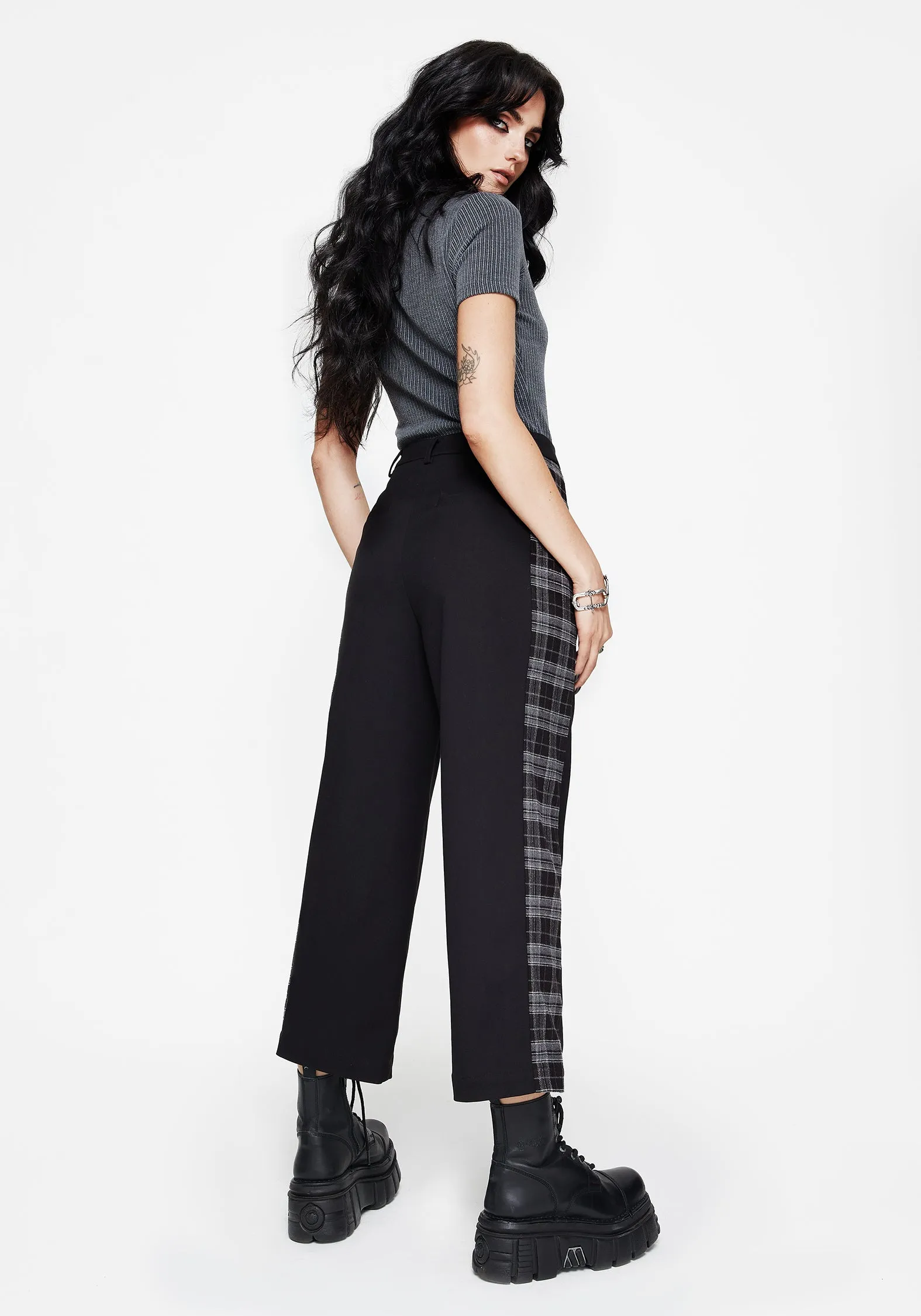 Plutone Spliced Check Straight Leg Trouser sold by Disturbia product image thumbnail 3