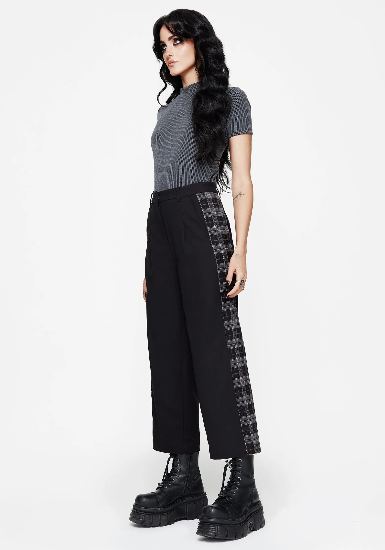 Plutone Spliced Check Straight Leg Trouser sold by Disturbia product image thumbnail 4
