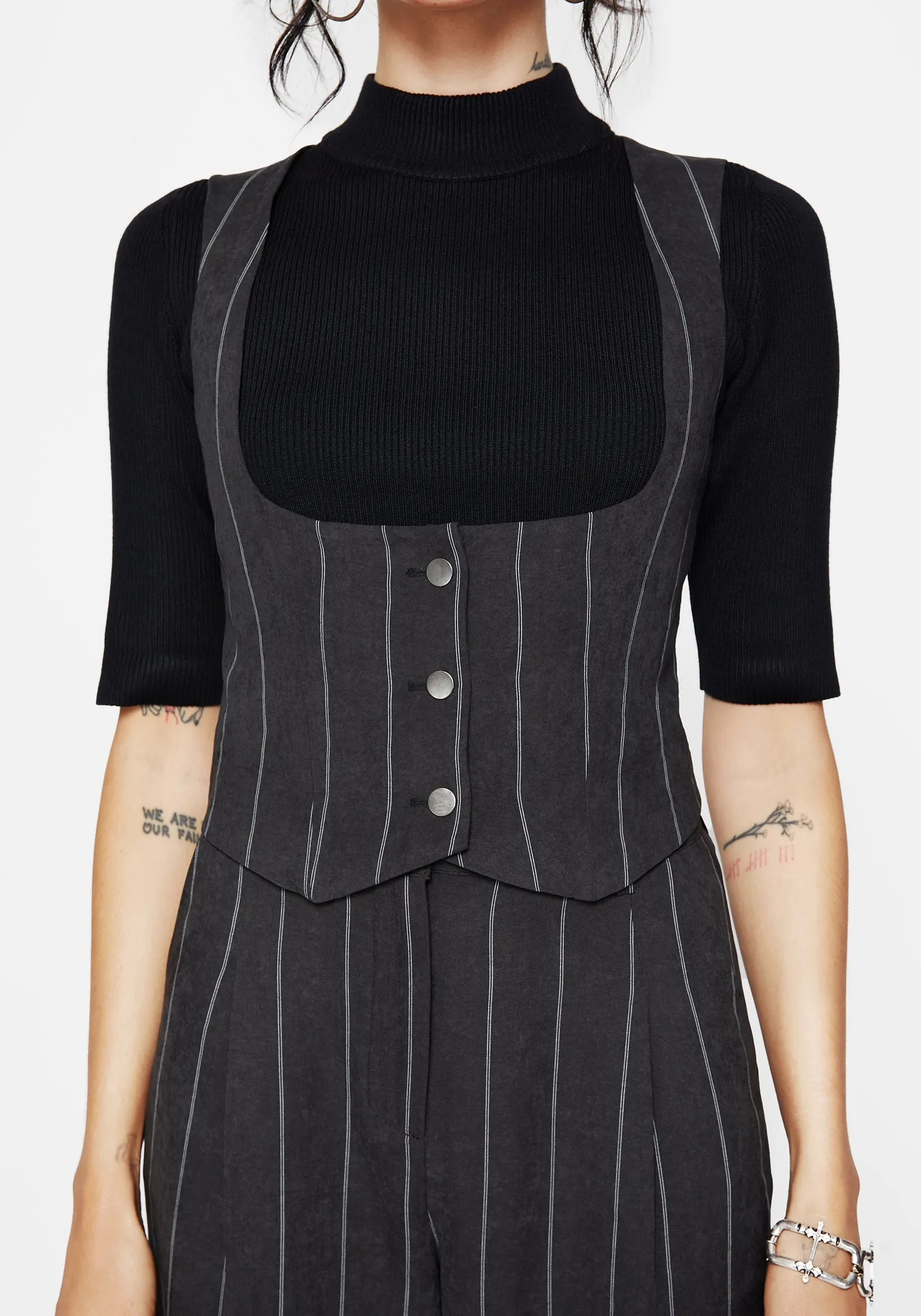 Bellum Stripe Tailored Waistcoat sold by Disturbia product image thumbnail 2
