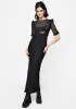 Mourning Ruffle Detail Mesh Short Sleeve Maxi Dress sold by Disturbia