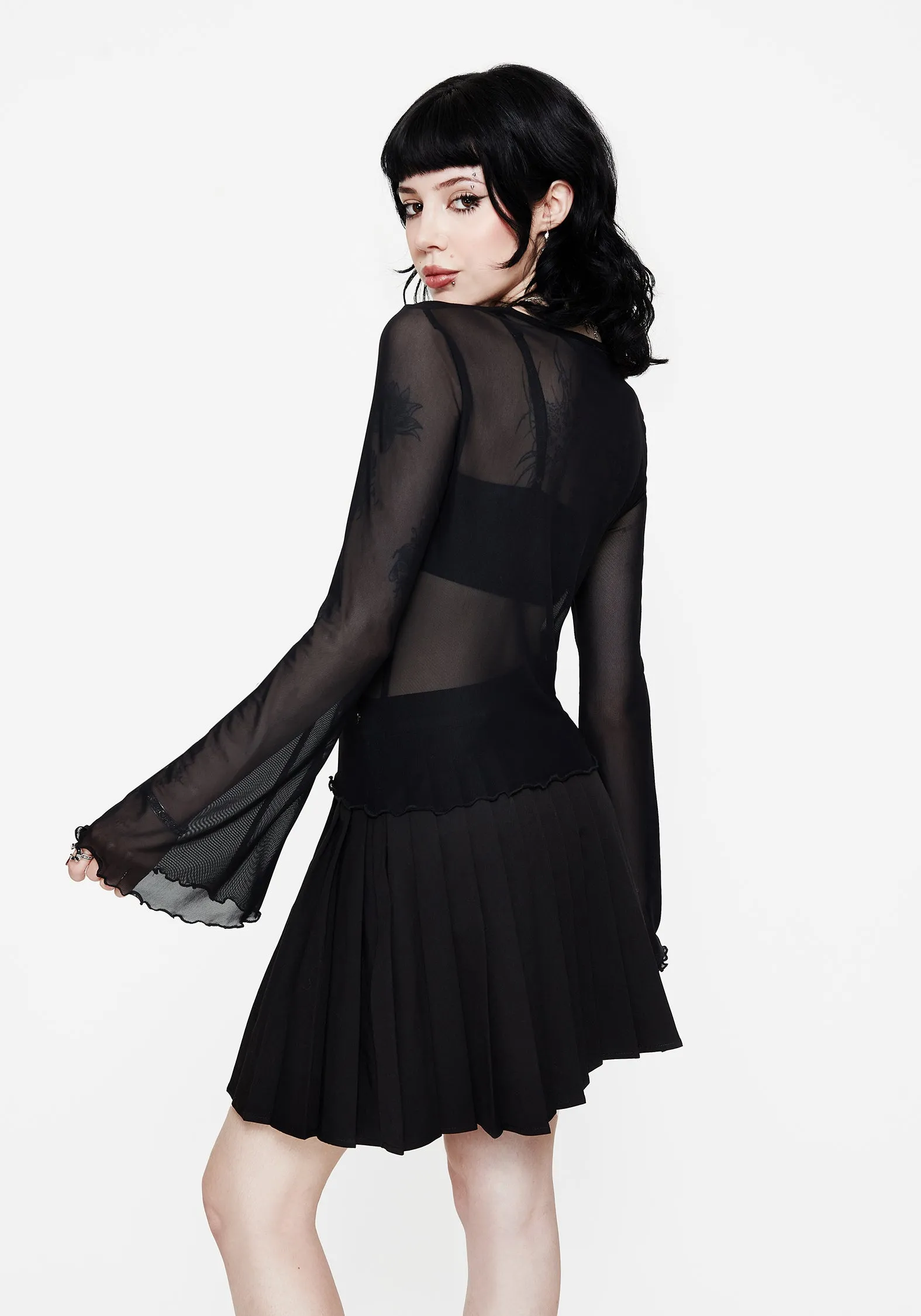 Flavia Mesh Fluted Long Sleeve Top sold by Disturbia product image thumbnail 3