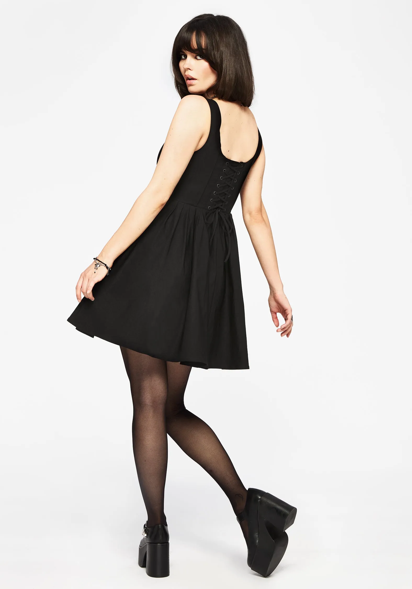 Despair Thistle Embroidered Corset Bodice Pleated Mini Dress sold by Disturbia product image thumbnail 3