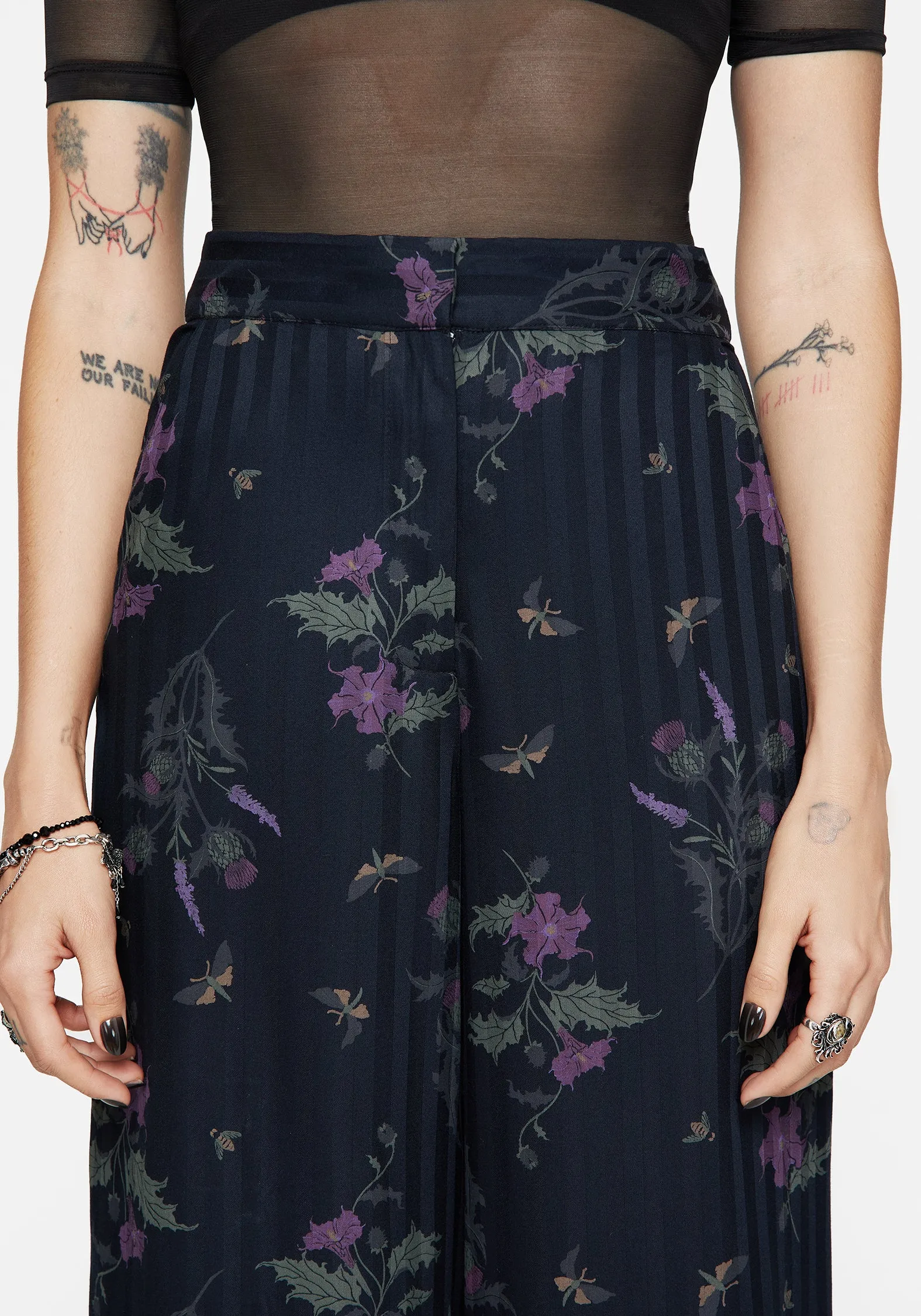 Cassandra Satin Stripe Thistle Print Trouser sold by Disturbia product image thumbnail 2