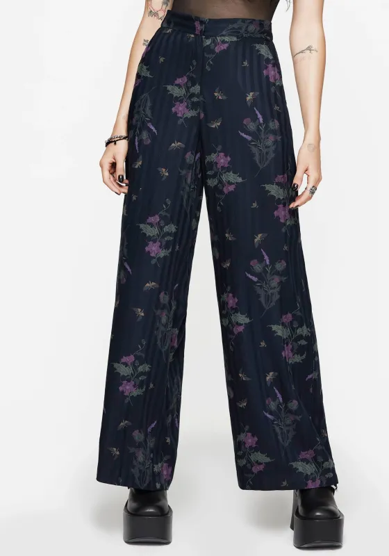 Cassandra Satin Stripe Thistle Print Trouser sold by Disturbia