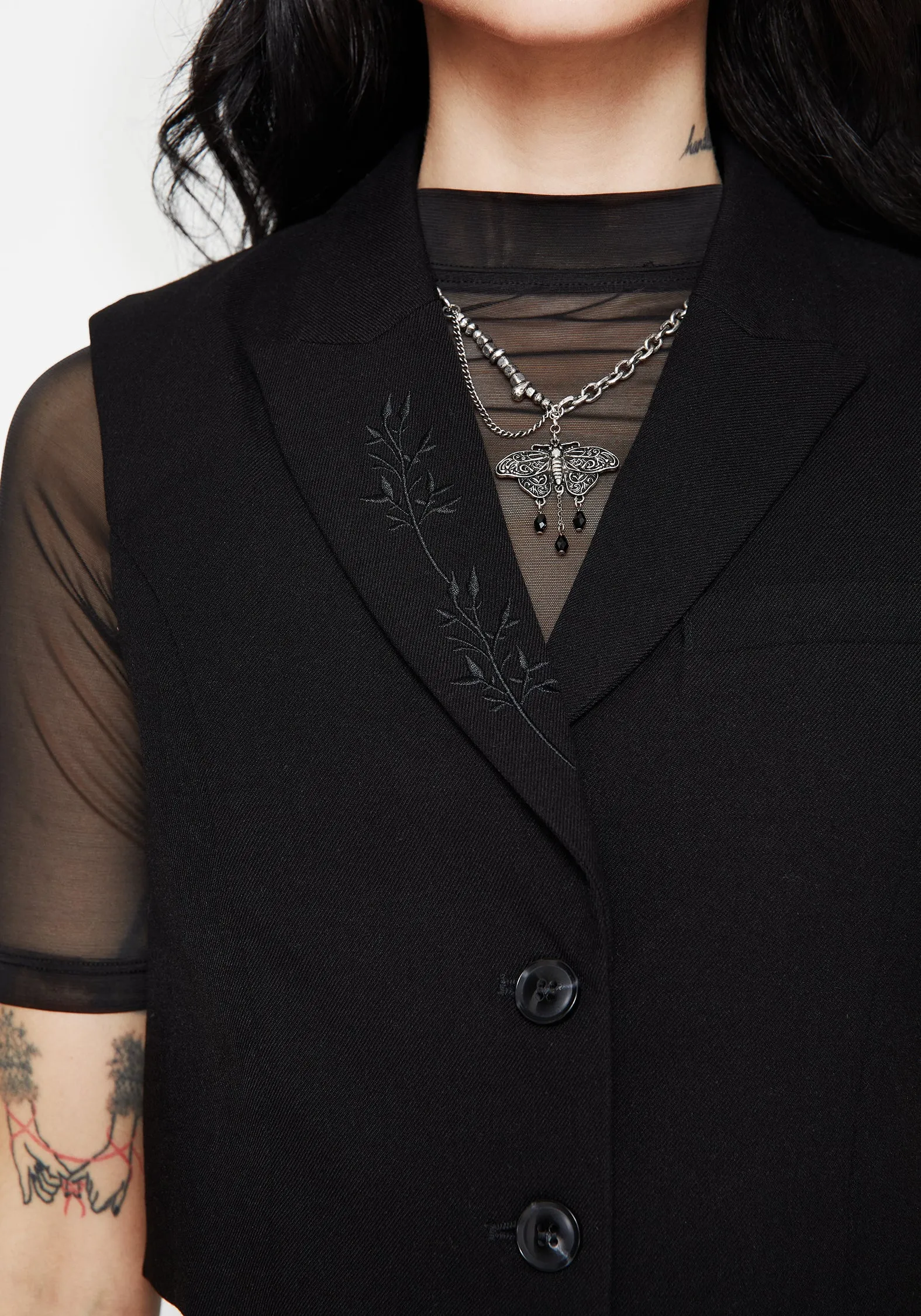 Thora Embroidered Crop Waistcoat sold by Disturbia product image thumbnail 2