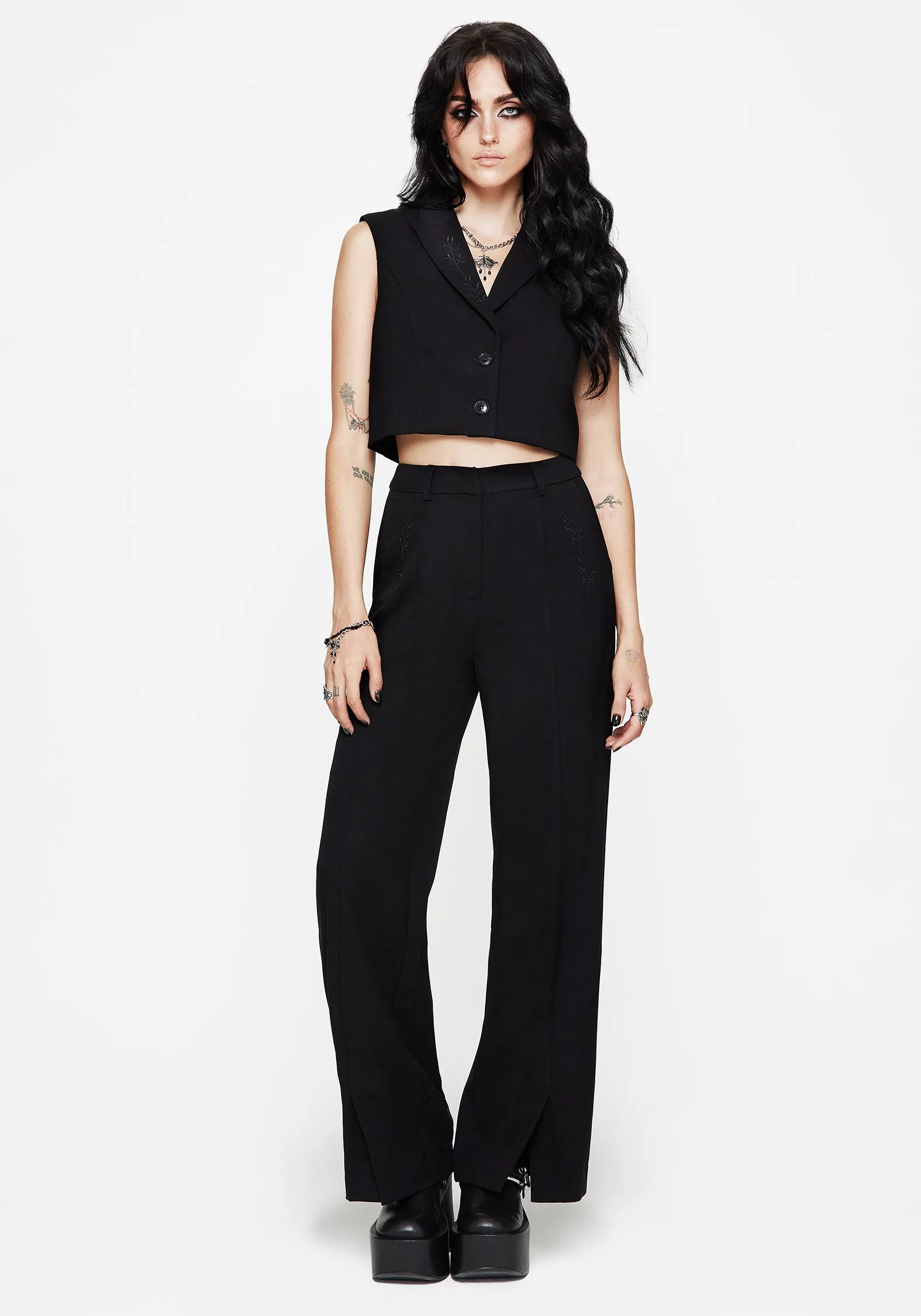 Thora Embroidered Crop Waistcoat sold by Disturbia product image thumbnail 4