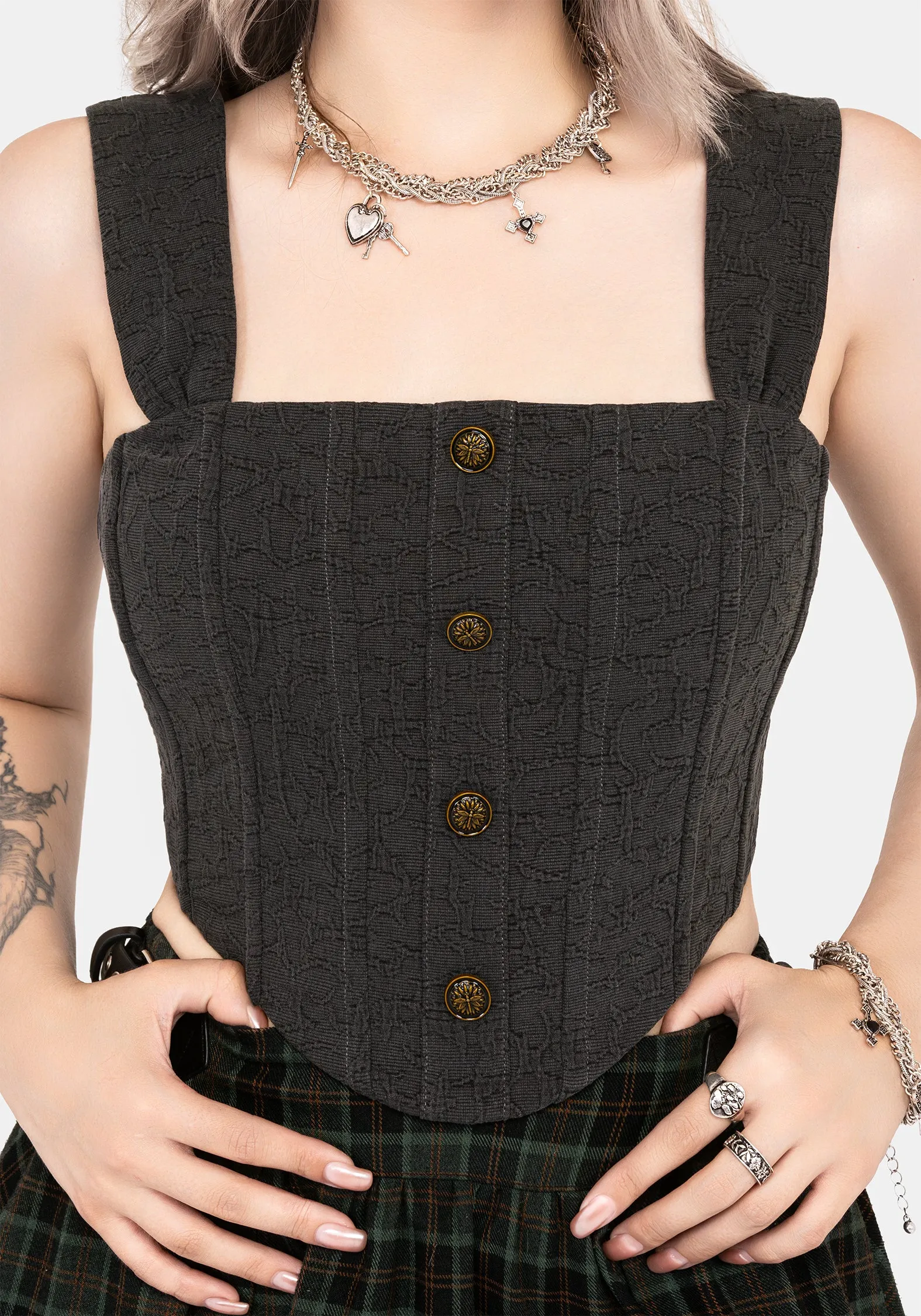 Ombra Button Front Sleeveless Corset Top sold by Disturbia product image thumbnail 2