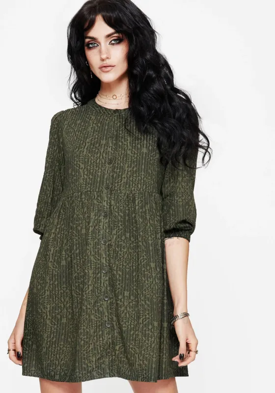 Francesca Printed Button Up Smock Mini Dress sold by Disturbia