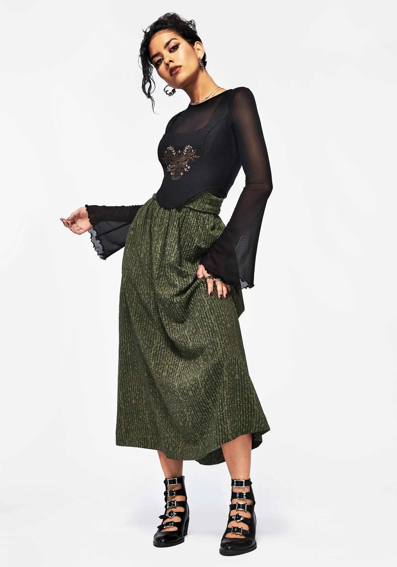 Francesca Dragon Printed Midaxi Skirt sold by Disturbia product image thumbnail 4