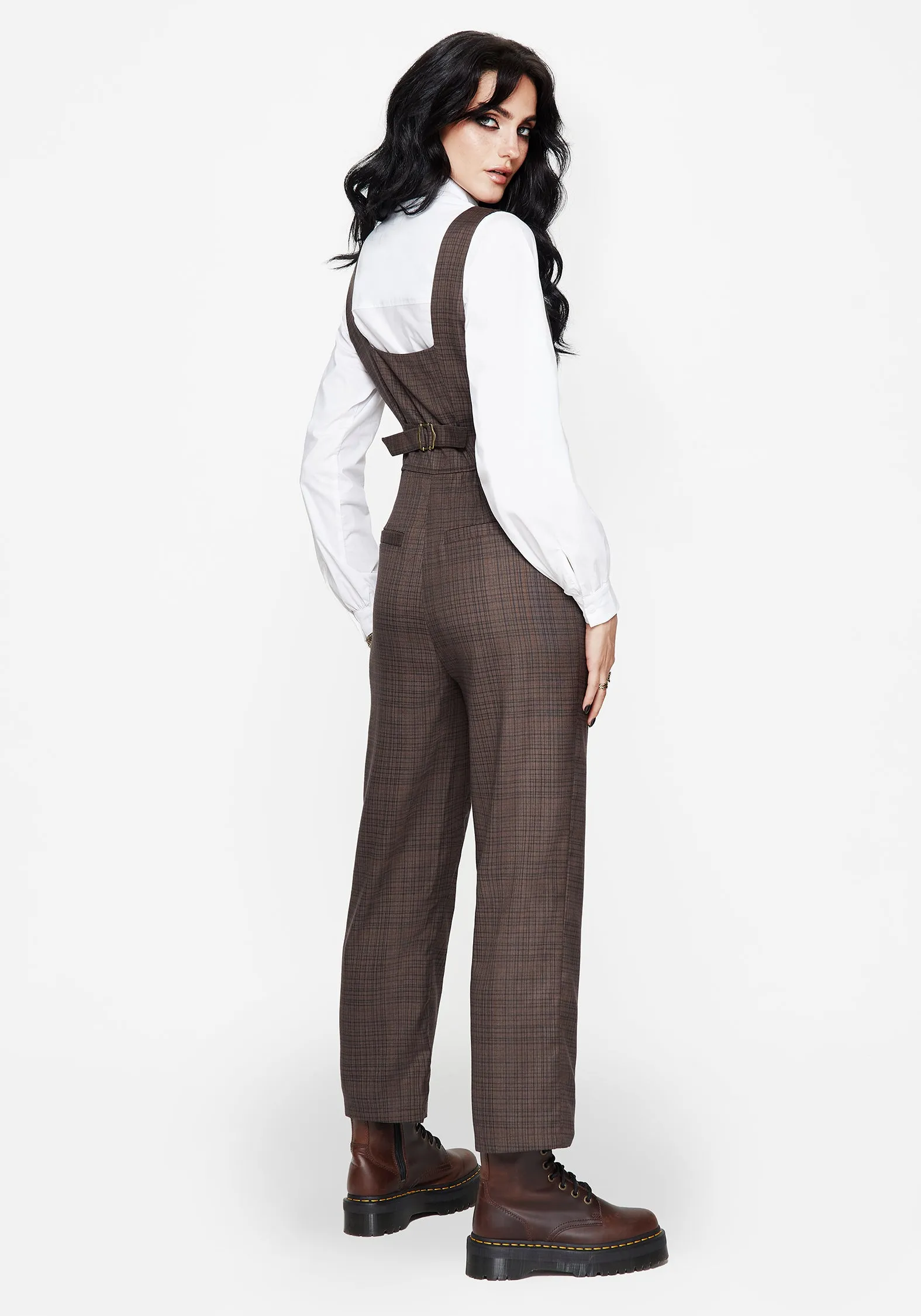 Lamya Check Tailored Straight Leg Suspender Trouser sold by Disturbia product image thumbnail 3