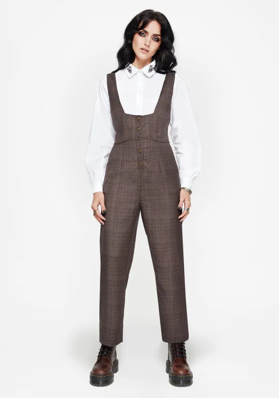 Lamya Check Tailored Straight Leg Suspender Trouser sold by Disturbia