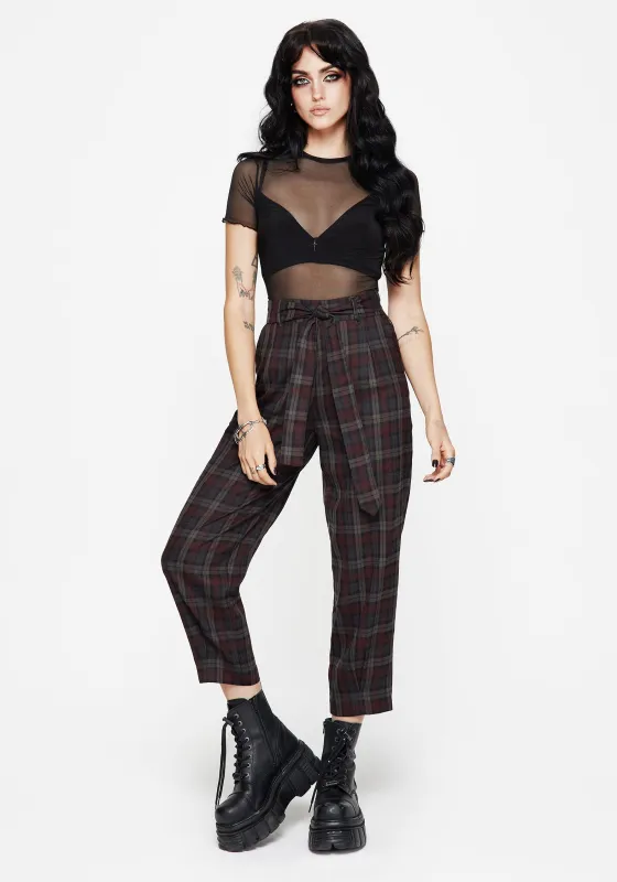 Kalma Check Tie Belt Tapered Trouser sold by Disturbia