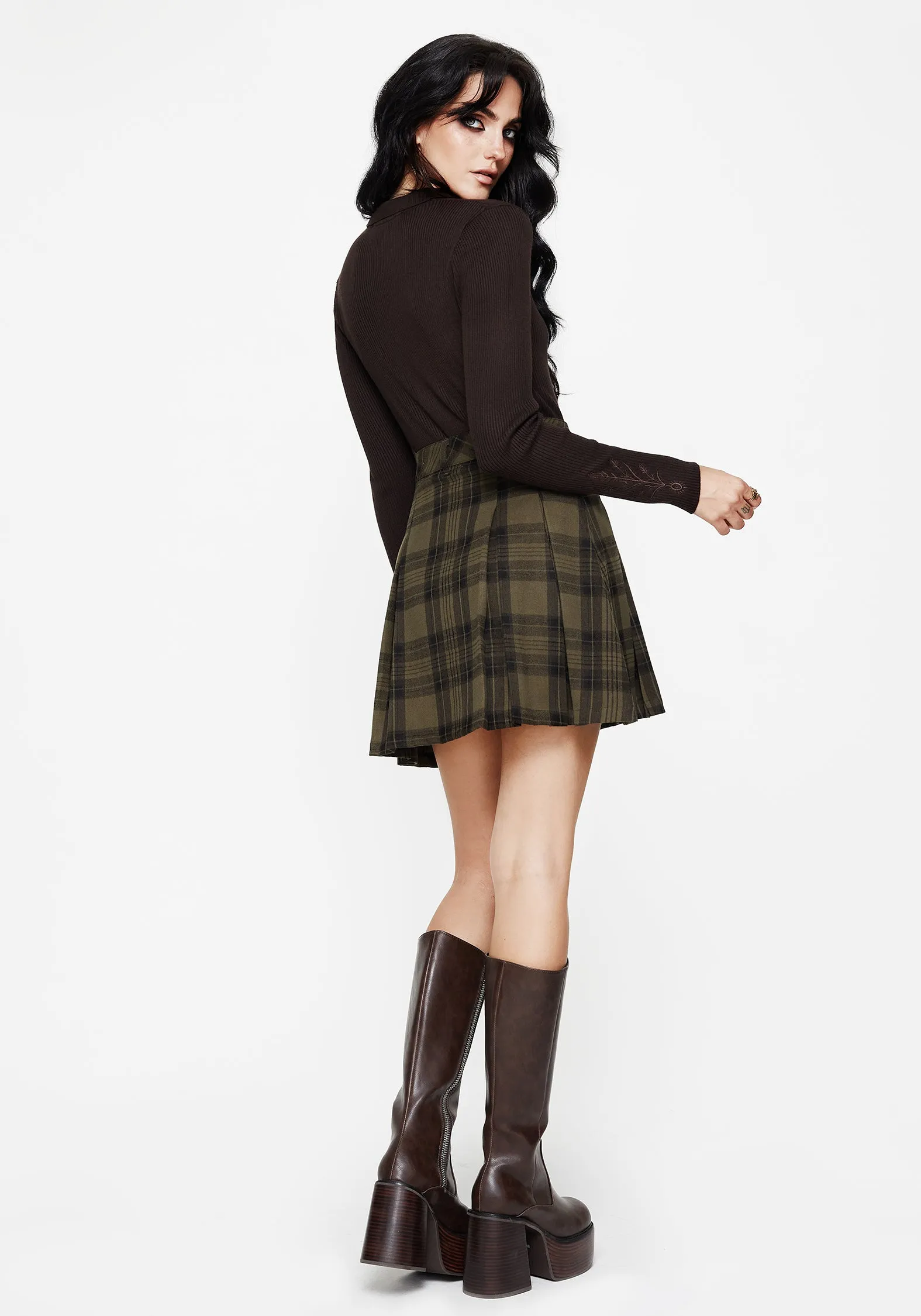 Cecily Check Pleated Mini Skirt With Frog Charm sold by Disturbia product image thumbnail 3