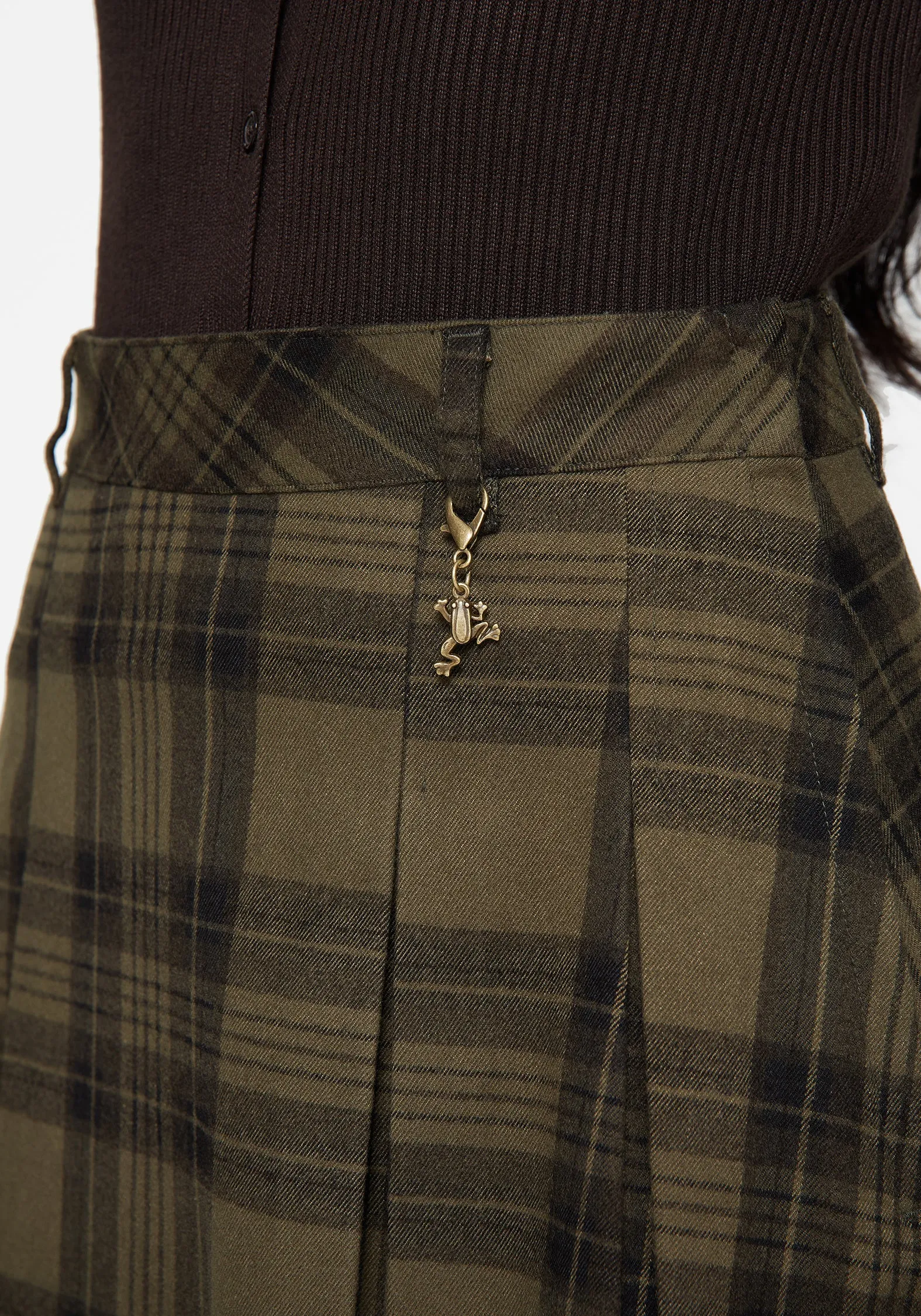 Cecily Check Pleated Mini Skirt With Frog Charm sold by Disturbia product image thumbnail 2