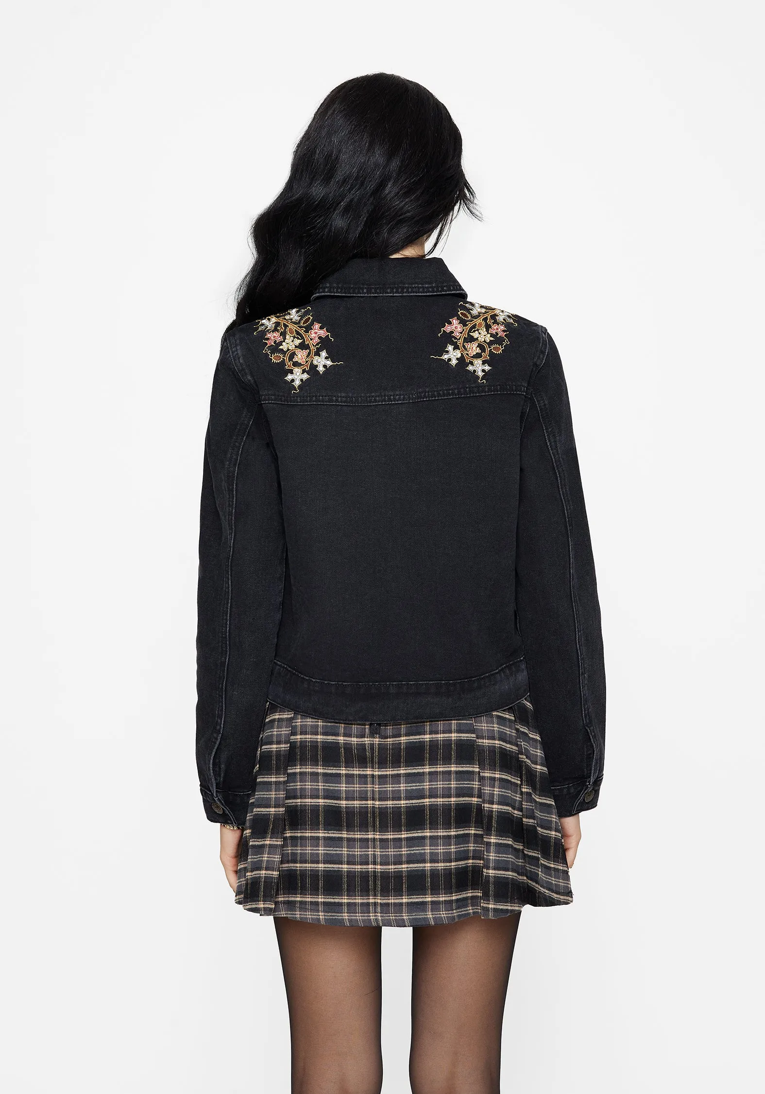 Nasturtium Floral Embroidered Denim Jacket sold by Disturbia product image thumbnail 3
