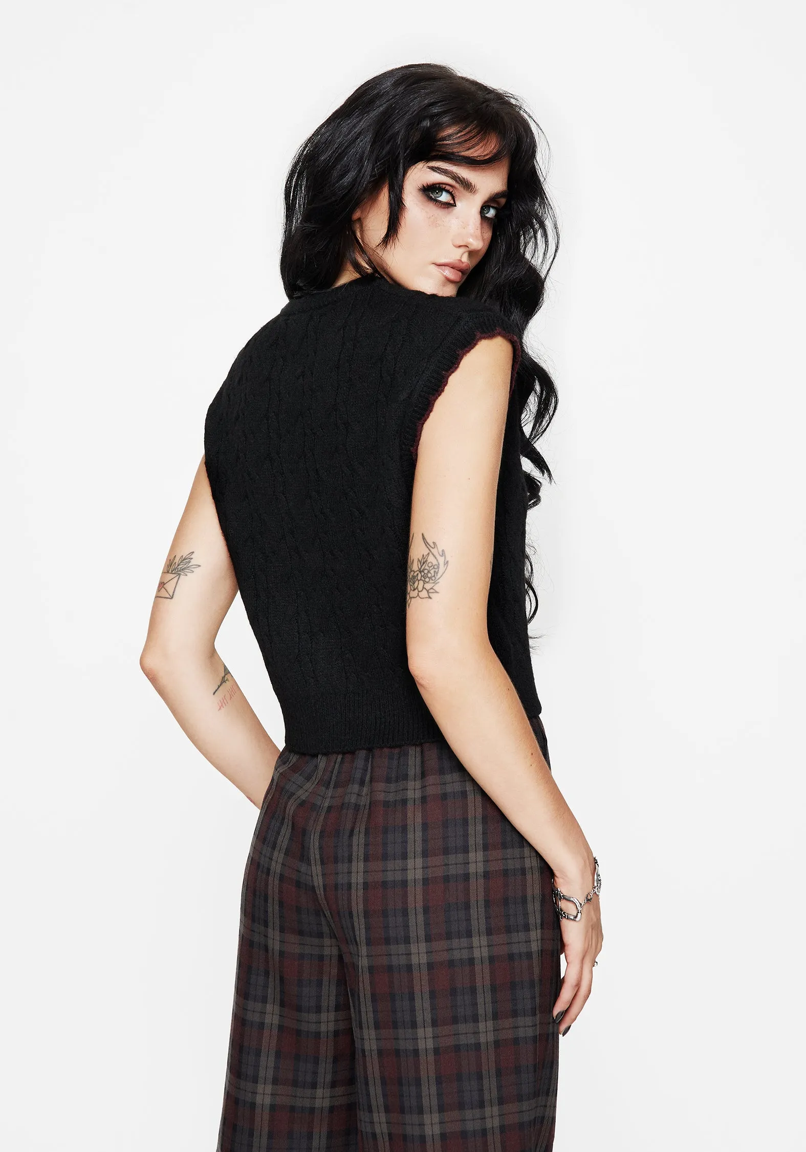 Sophia Button Up Cable Knit Waistcoat sold by Disturbia product image thumbnail 3