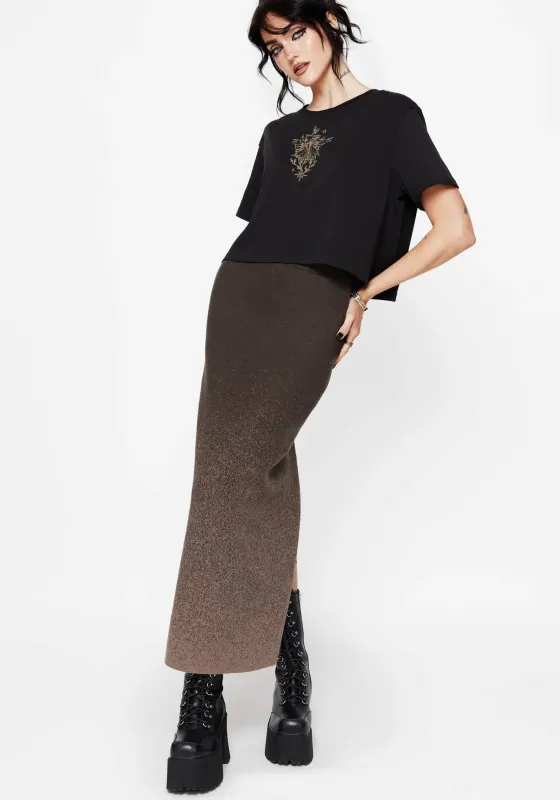 Nightjar Ombre Knit Maxi Skirt - Taupe sold by Disturbia