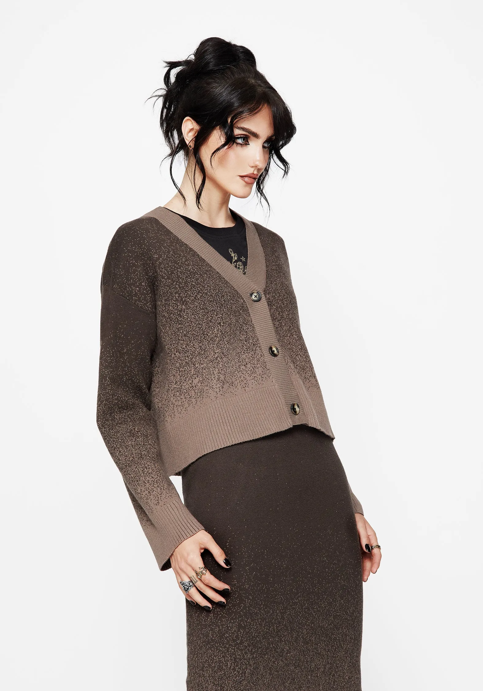 Nightjar Ombre Knit Cardigan - Taupe sold by Disturbia product image thumbnail 4
