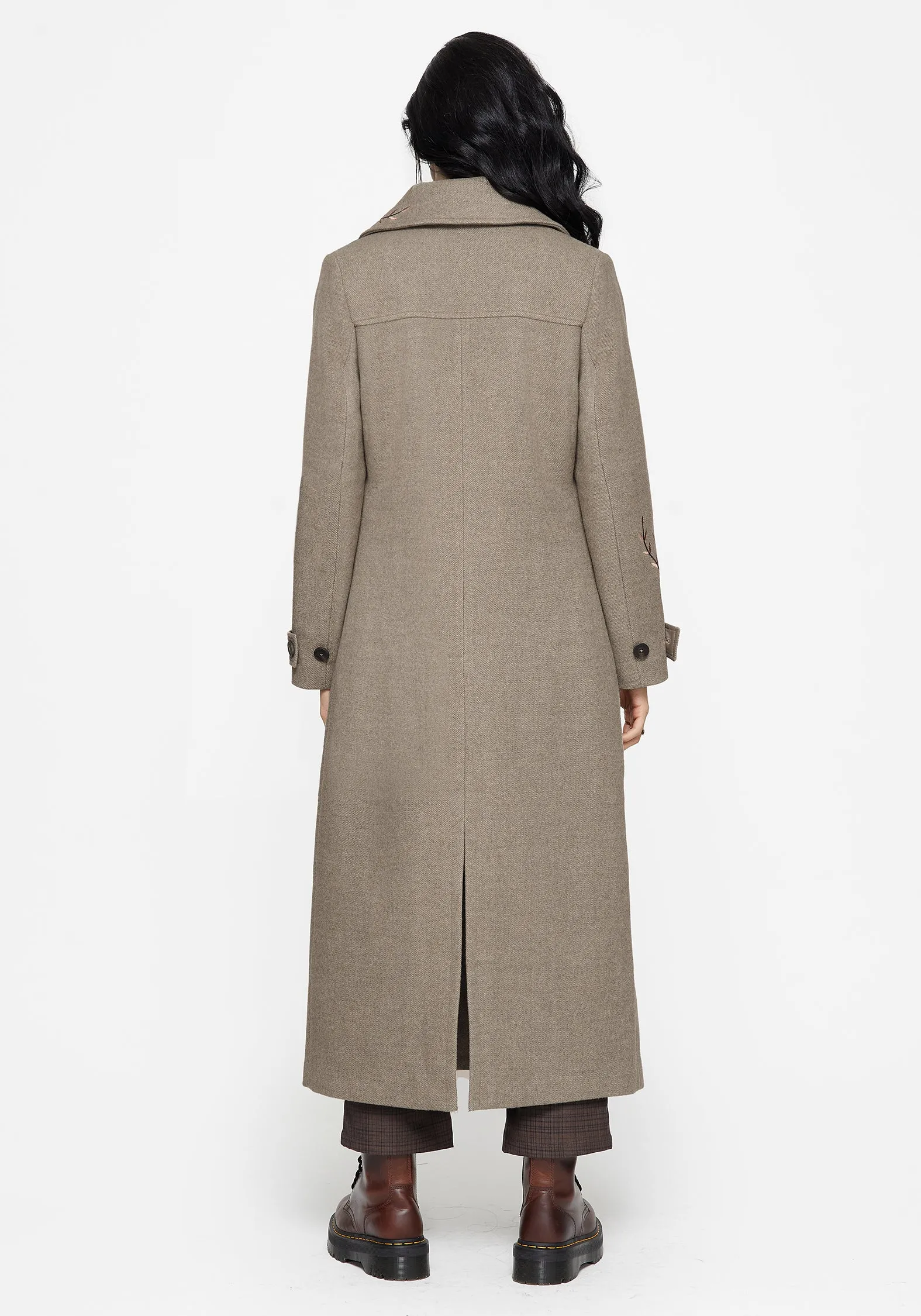 Valeria Floral Embroidered Herringbone Longline Coat sold by Disturbia product image thumbnail 3