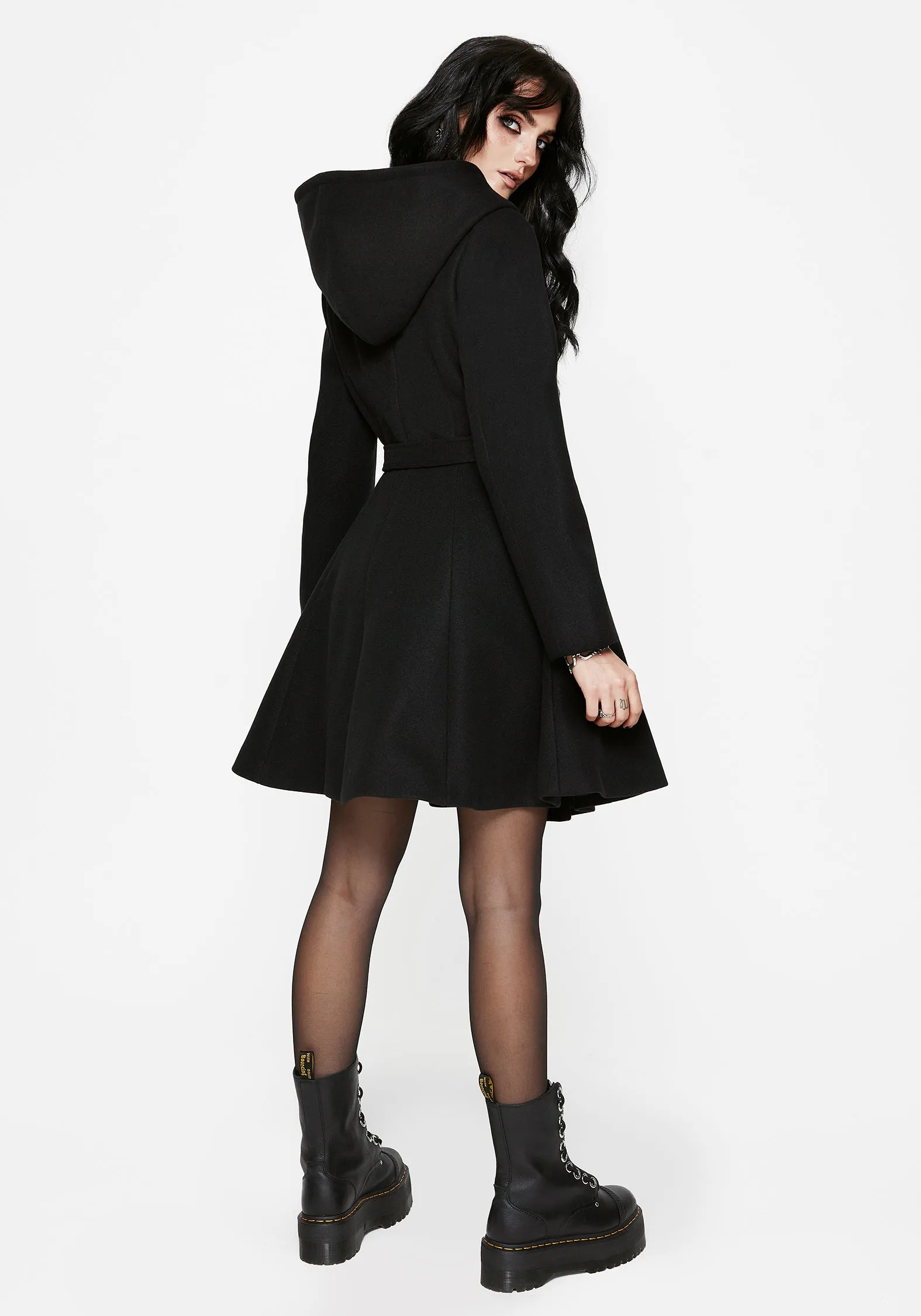 Camilla Tie Waist Hooded Coat With Bug Brooch sold by Disturbia product image thumbnail 3