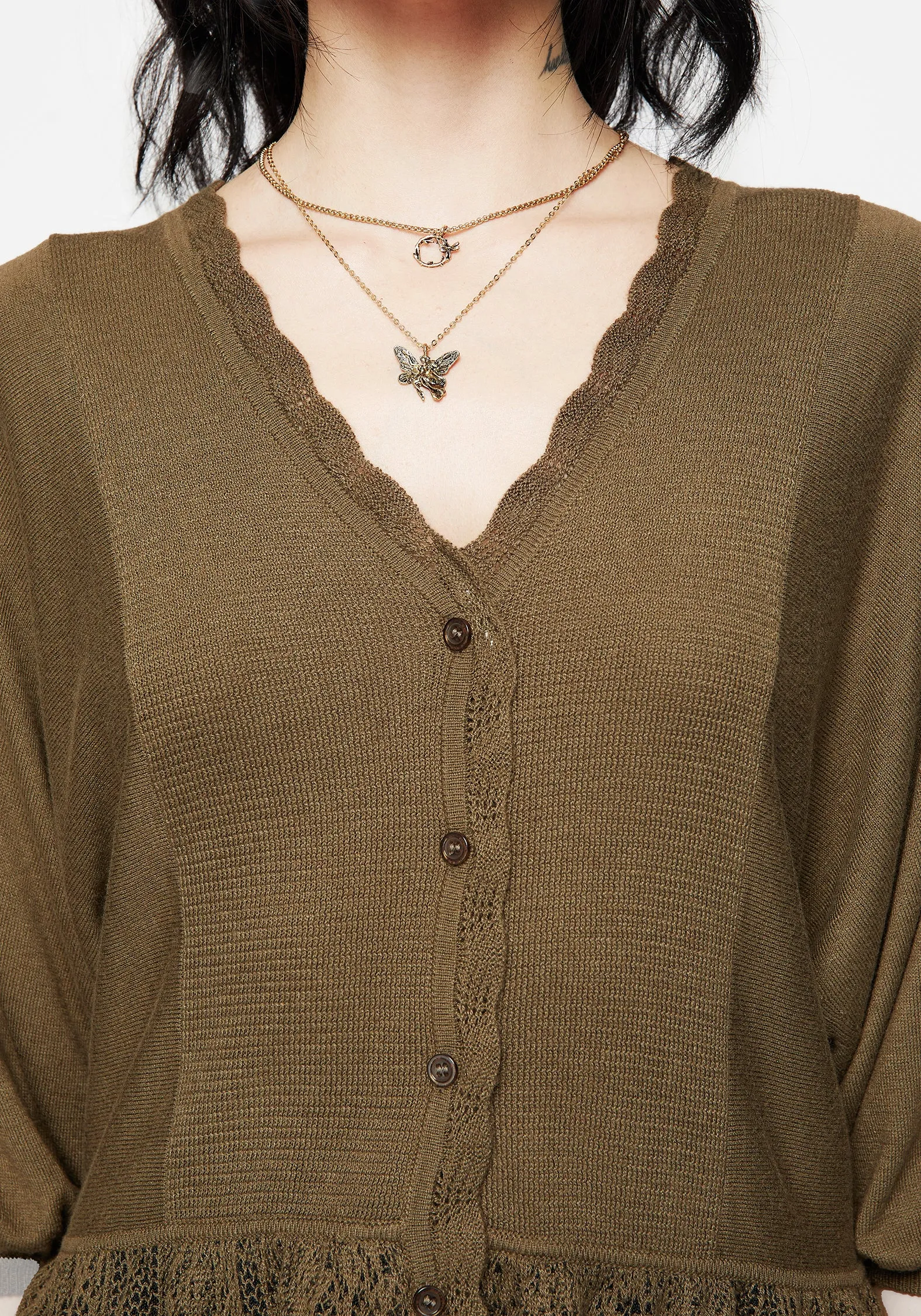 Avalon Puff Sleeve Button Up Knit Blouse sold by Disturbia product image thumbnail 2