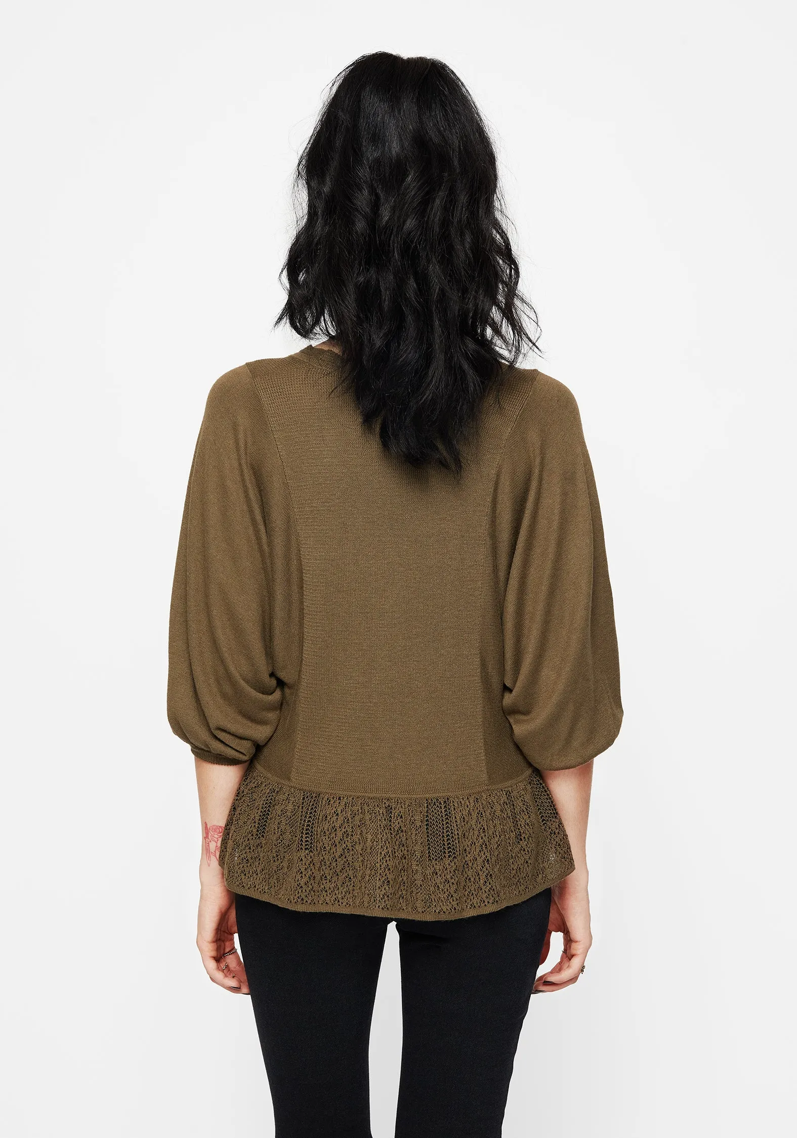 Avalon Puff Sleeve Button Up Knit Blouse sold by Disturbia product image thumbnail 3
