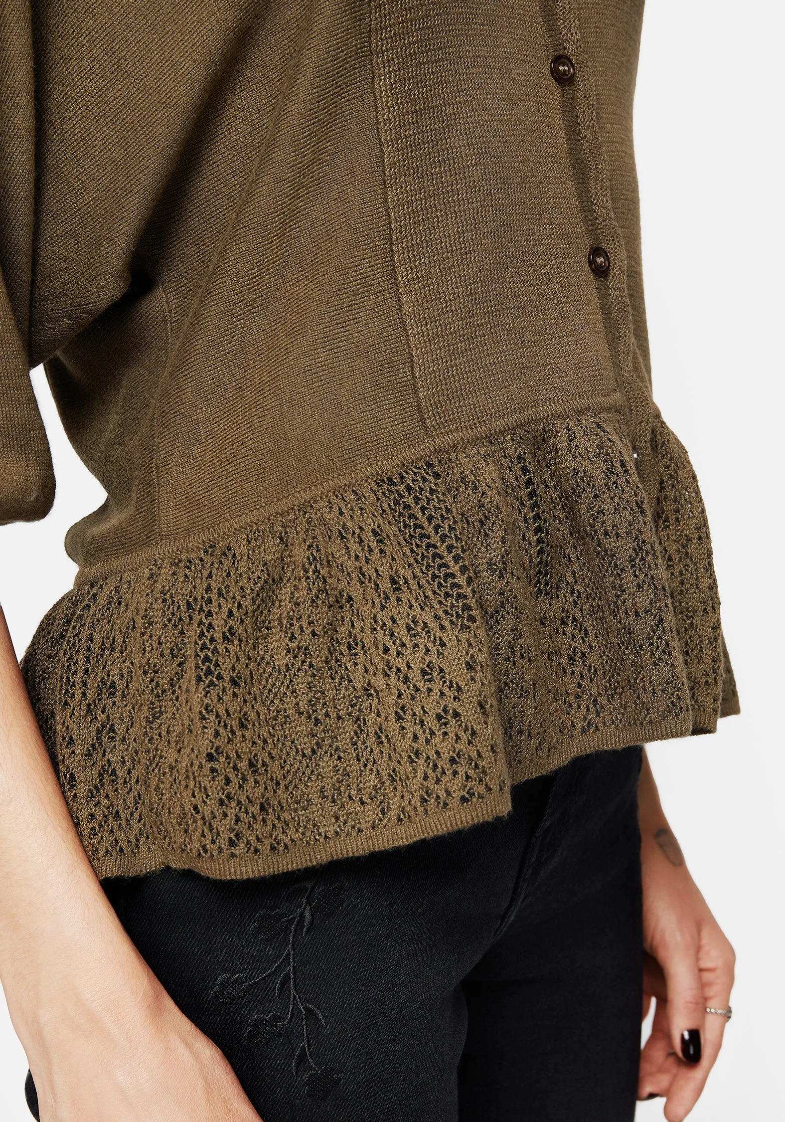 Avalon Puff Sleeve Button Up Knit Blouse sold by Disturbia product image thumbnail 5