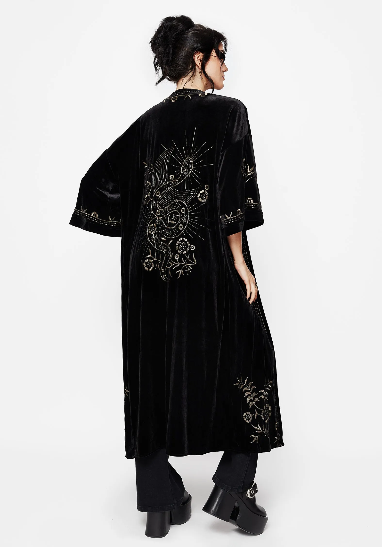 Kobra Velvet Snake Embroidered Longline Kimono sold by Disturbia product image thumbnail 3