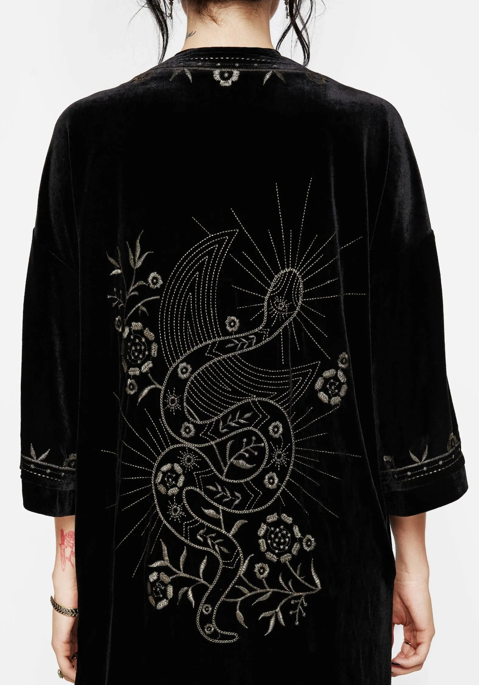 Kobra Velvet Snake Embroidered Longline Kimono sold by Disturbia product image thumbnail 2