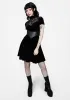 Cameo High Neck Flocked Mesh Insert Skater Mini Dress sold by Disturbia