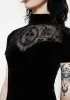 Cameo High Neck Flocked Mesh Insert Skater Mini Dress sold by Disturbia