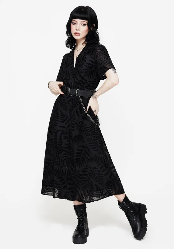 Lunafern Fern Printed Belted Midi Shirt Dress sold by Disturbia