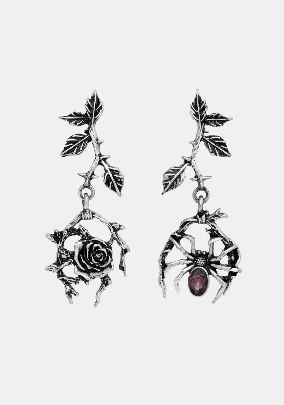 Rosethorn Widow Drop Earrings sold by Disturbia