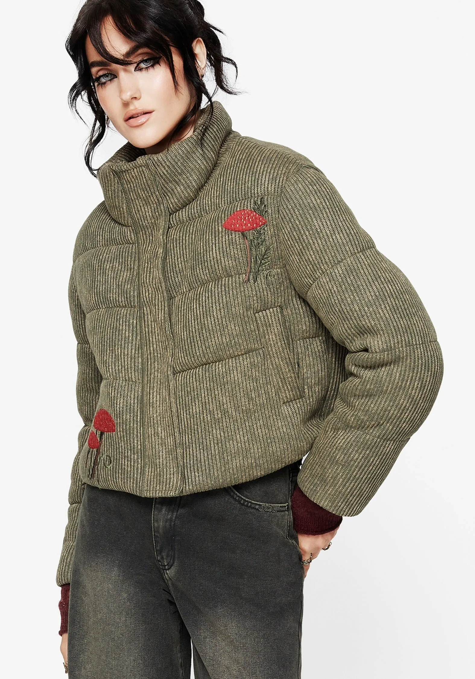 Sylvia Embroidered Knit Bomber Jacket sold by Disturbia product image thumbnail 5