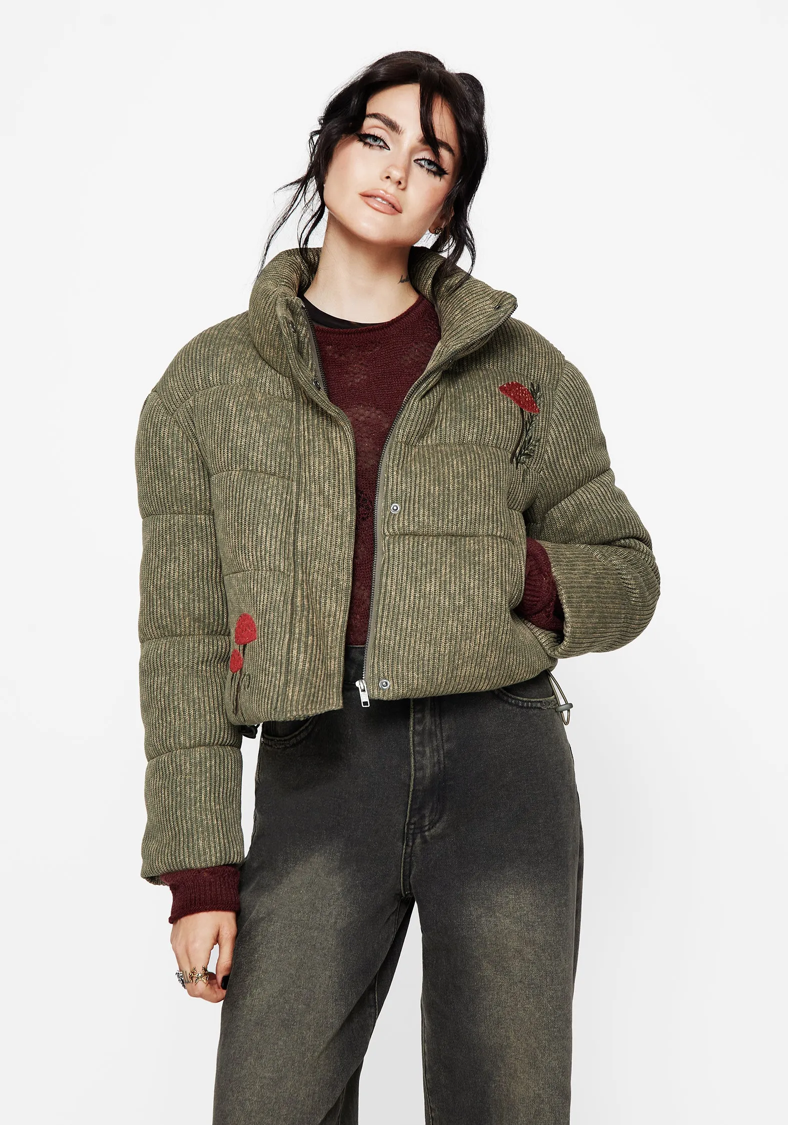 Sylvia Embroidered Knit Bomber Jacket sold by Disturbia product image thumbnail 4