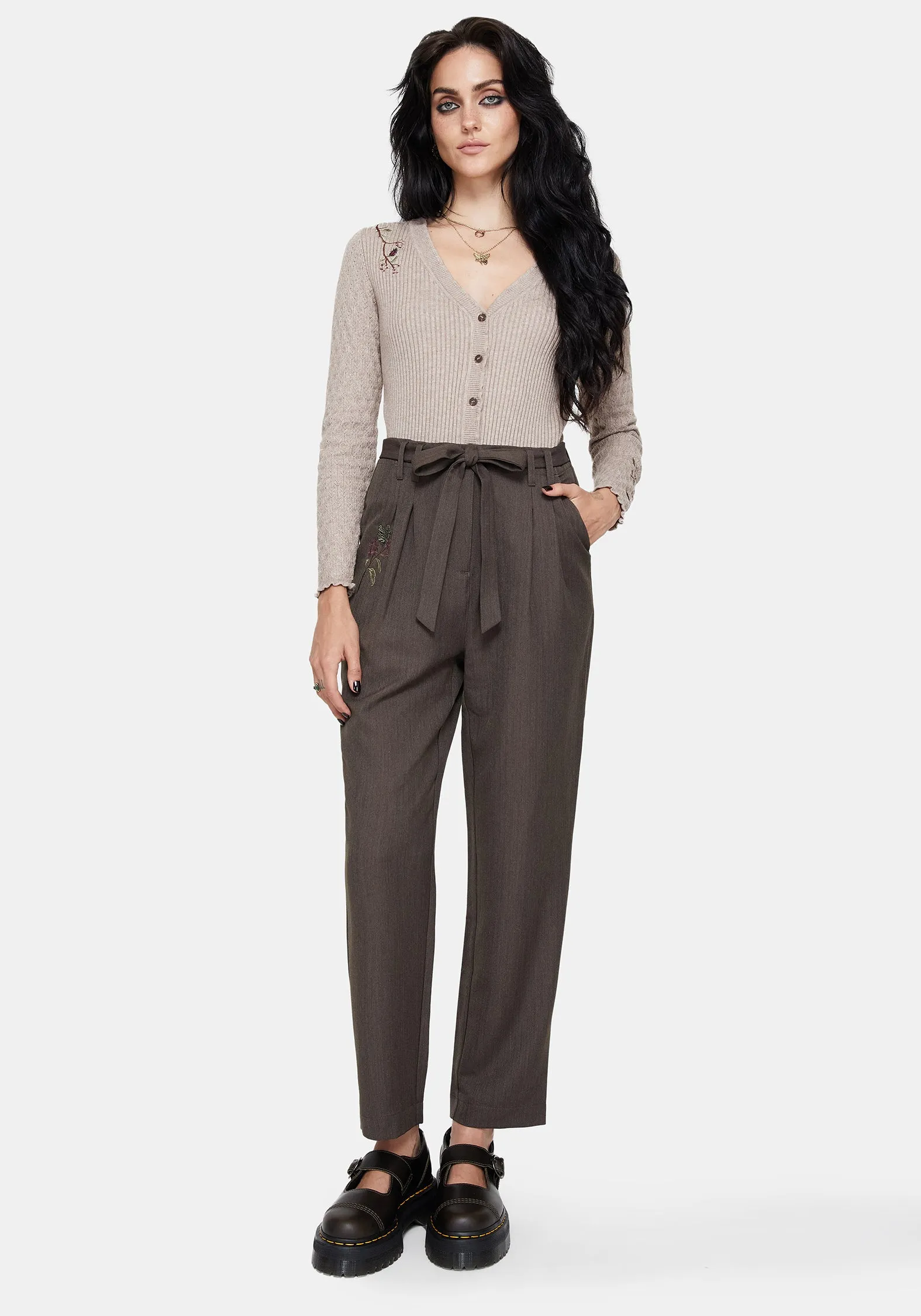 Meliae Moth Embroidered Tapered Trousers sold by Disturbia product image thumbnail 4