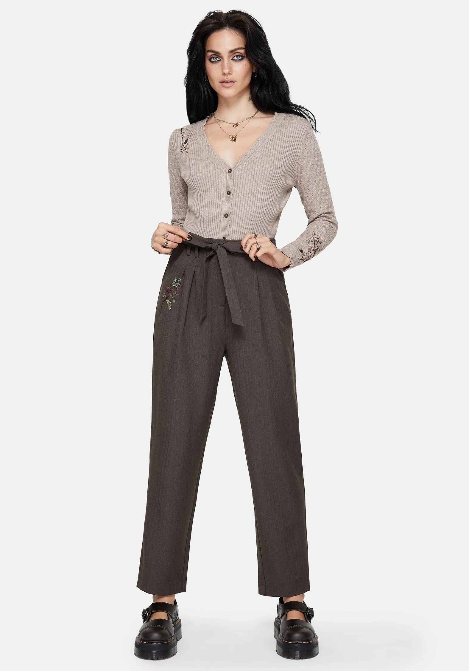 Meliae Moth Embroidered Tapered Trousers sold by Disturbia product image thumbnail 5