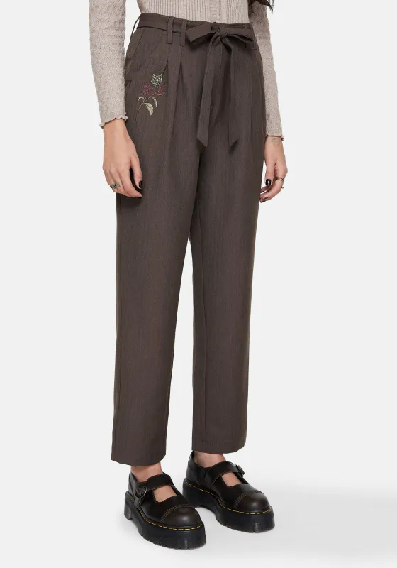 Meliae Moth Embroidered Tapered Trousers made by Disturbia