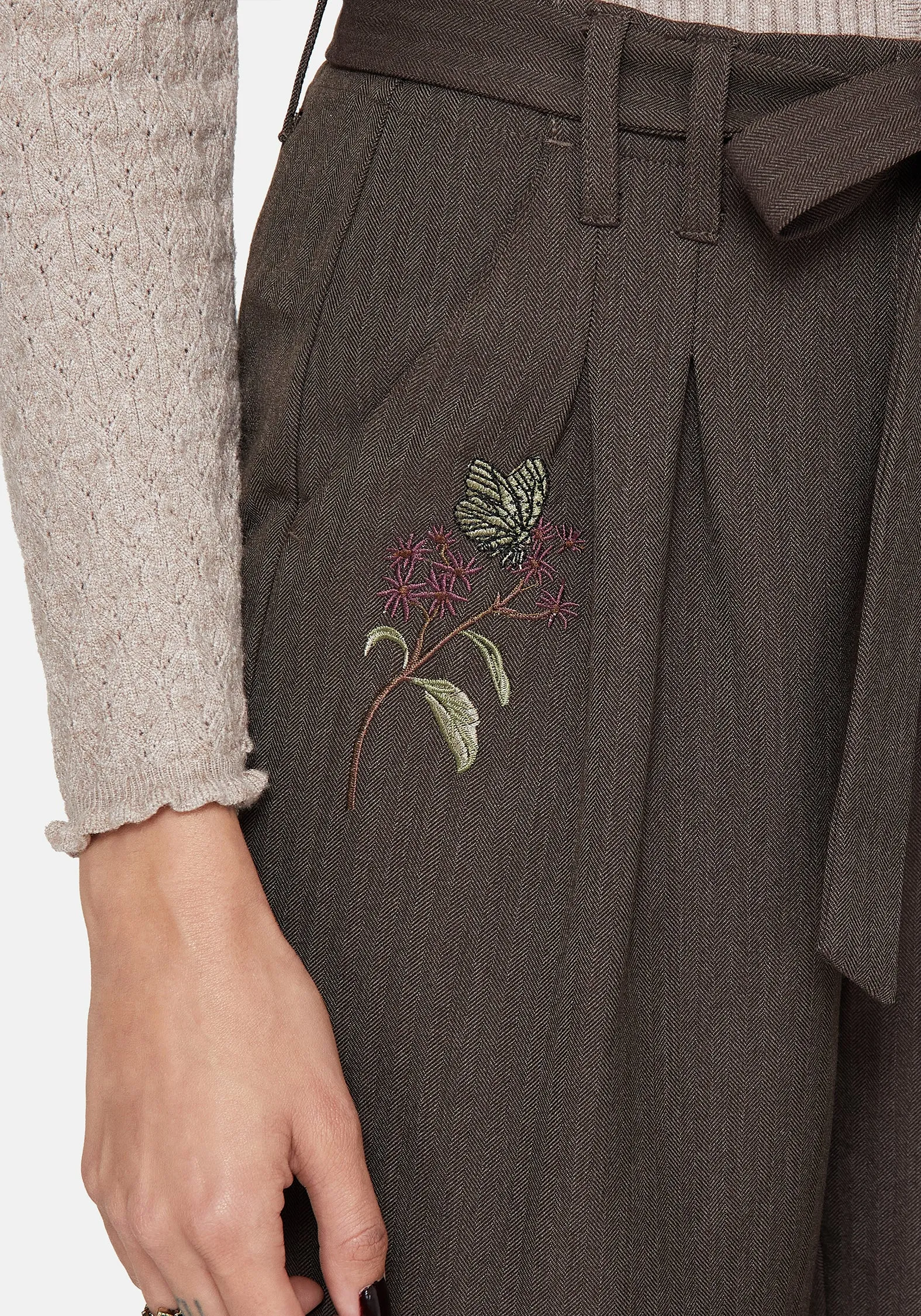 Meliae Moth Embroidered Tapered Trousers sold by Disturbia product image thumbnail 2