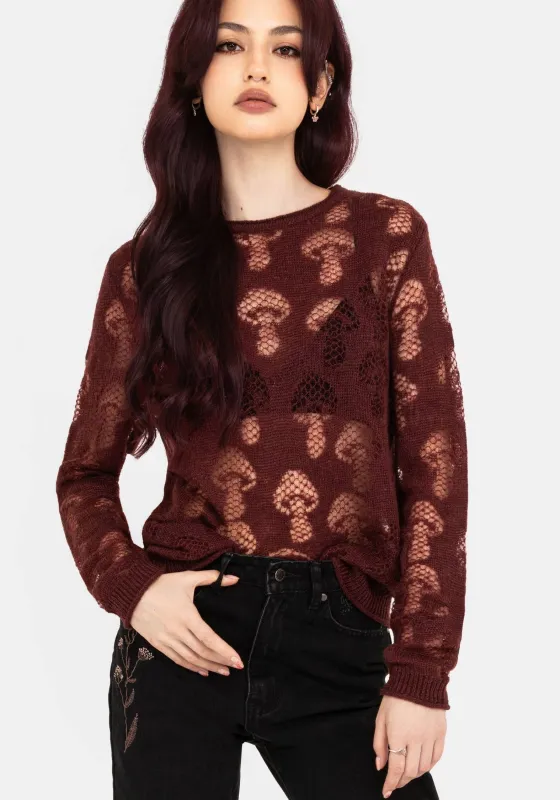 Harriet Lurex Mushroom Detail Knit Jumper sold by Disturbia