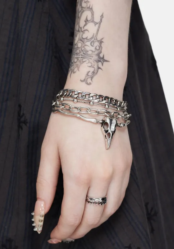 Corvus Bird Skull Bracelet Set sold by Disturbia